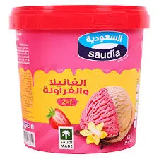 ايس كريم 2في1 فانيلا فراولة السعودية 1لتر