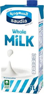 حليب كامل الدسم السعودية 1 لتر . 