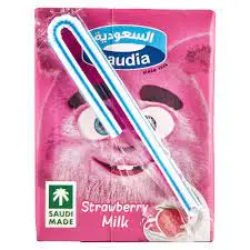 حليب الفراولة السعودية 125 مل . 